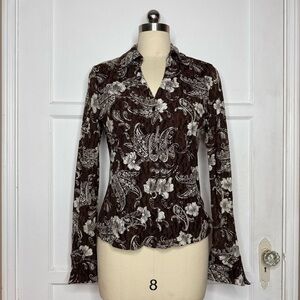 INC brown paisley shirt